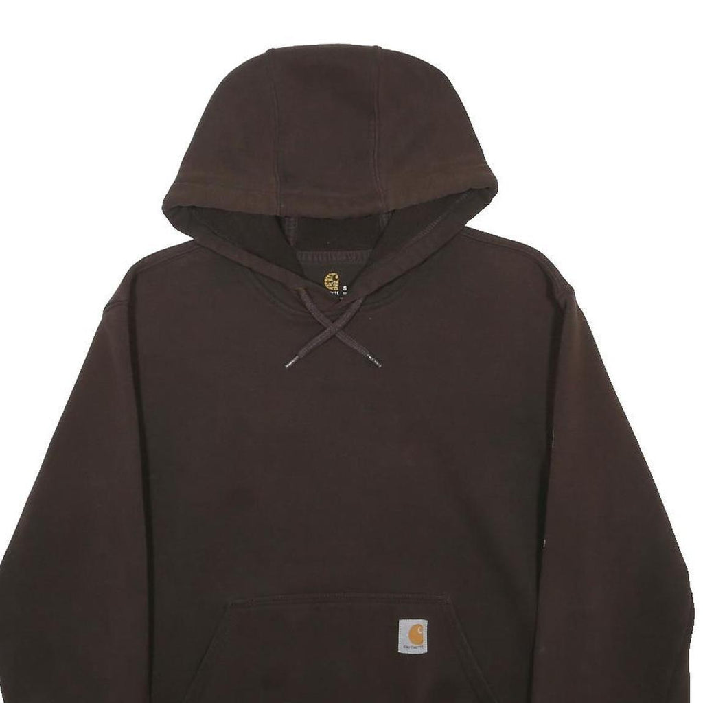 CARHARTT Mens Brown Hoodie S Cotton Blend Pullover Sleeve Logo
