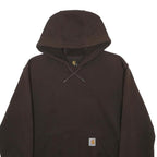 CARHARTT Mens Brown Hoodie S Cotton Blend Pullover Sleeve Logo