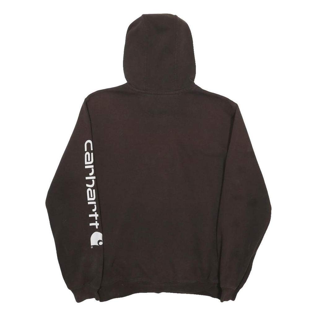 CARHARTT Mens Brown Hoodie S Cotton Blend Pullover Sleeve Logo