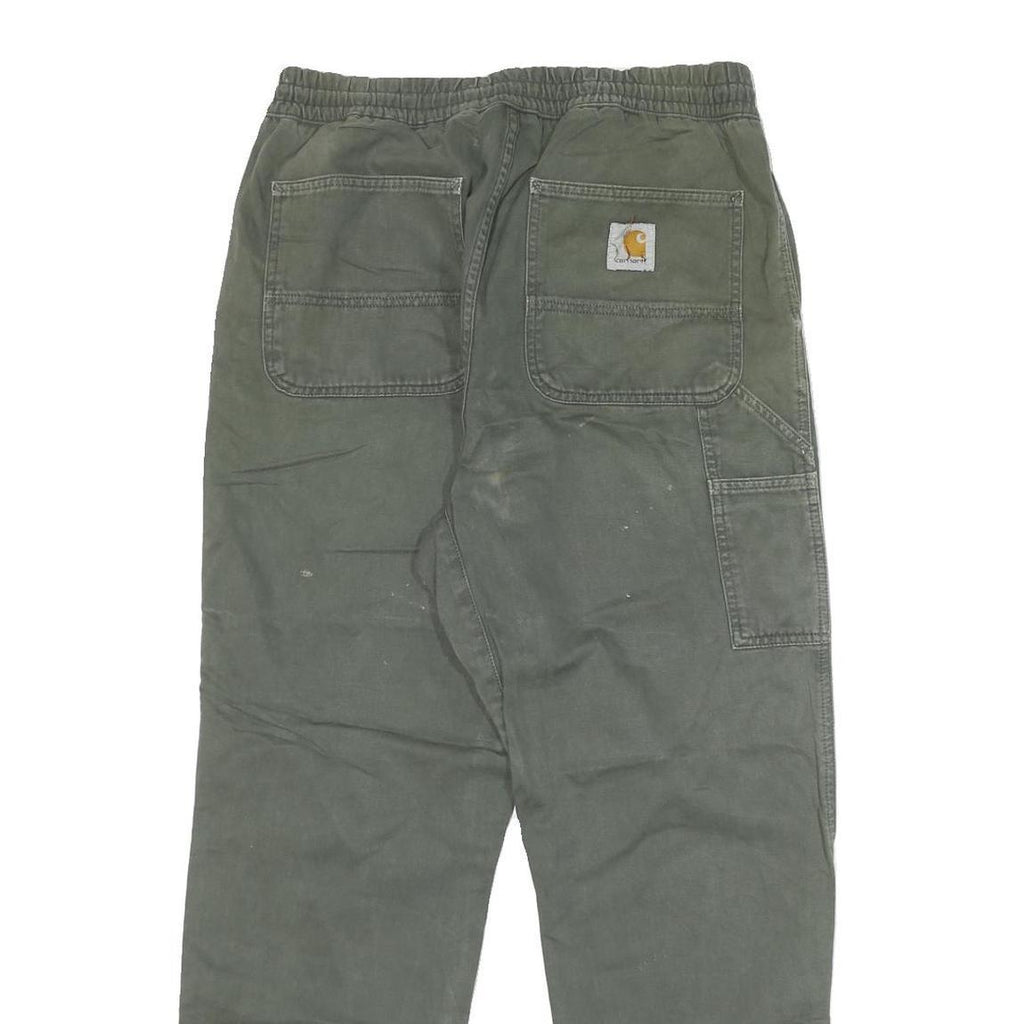 CARHARTT Mens Cotton Blend Green Straight Relaxed Fit Drawstring Trousers W30