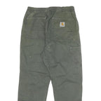 CARHARTT Mens Cotton Blend Green Straight Relaxed Fit Drawstring Trousers W30