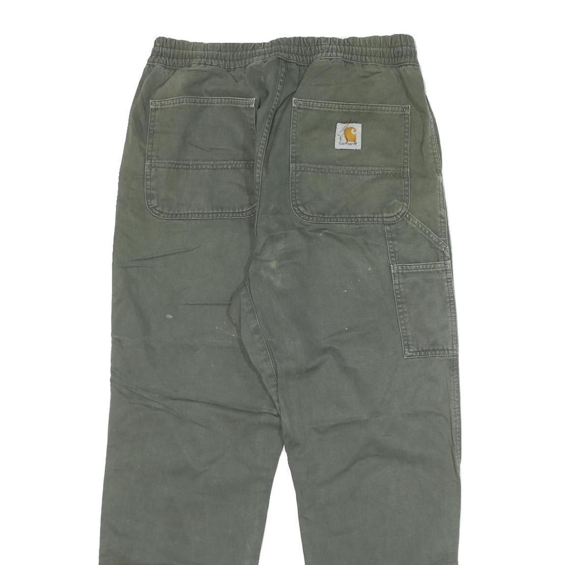CARHARTT Mens Cotton Blend Green Straight Relaxed Fit Drawstring Trousers W30