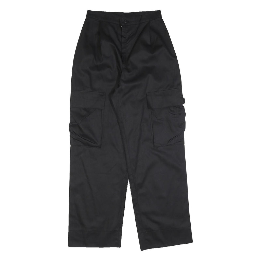 Black Womens Relaxed Fit Cargo Trousers W26 L30 Cotton Blend Zip