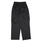 Black Womens Relaxed Fit Cargo Trousers W26 L30 Cotton Blend Zip