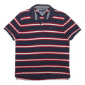 TOMMY HILFIGER Mens Navy Blue Red & White Striped Short Sleeve Polo Shirt S