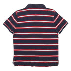 TOMMY HILFIGER Mens Navy Blue Red & White Striped Short Sleeve Polo Shirt S