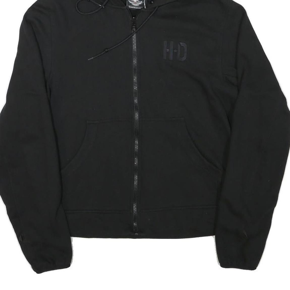 HARLEY DAVIDSON Boys Black Full Zip Hoodie M Cotton Blend Casual Urban