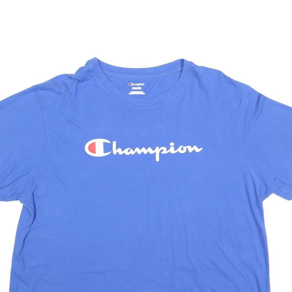 CHAMPION Womens Blue Graphic T-Shirt 2XL Short Sleeve Crew Neck Cotton Blend