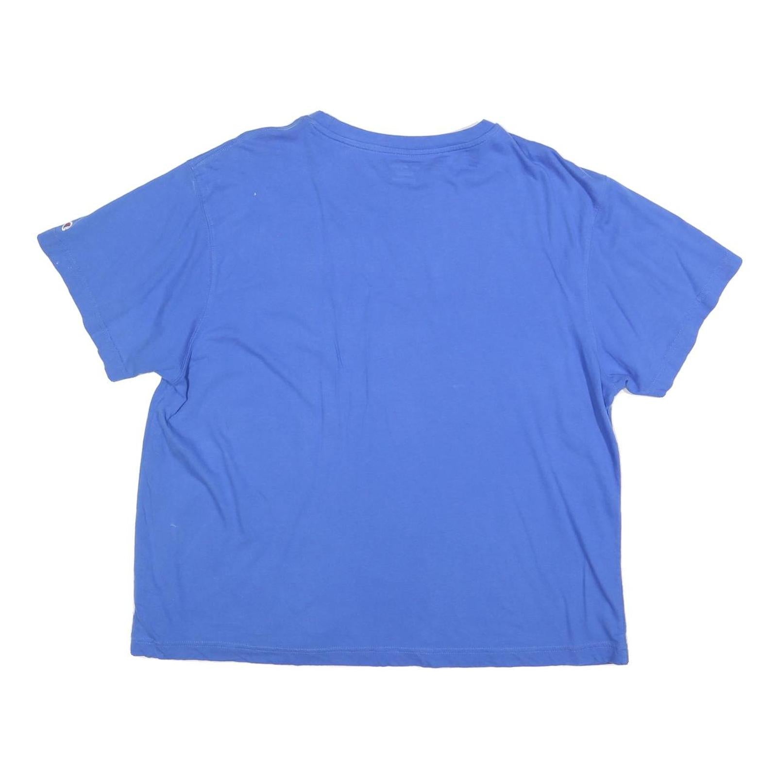 CHAMPION Womens Blue Graphic T-Shirt 2XL Short Sleeve Crew Neck Cotton Blend