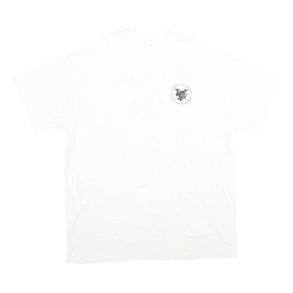 HANES Mens White Graphic T-Shirt L Short Sleeve Crew Neck Valencia High School