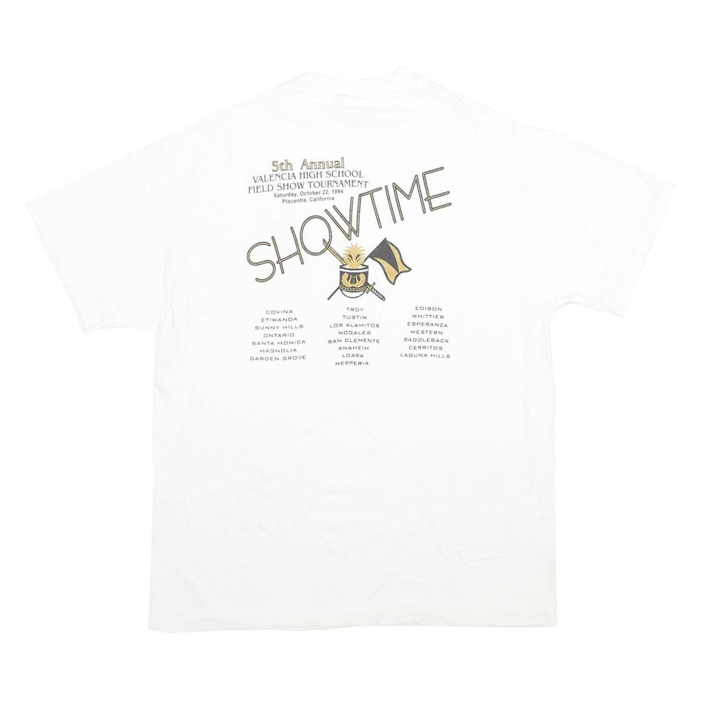 HANES Mens White Graphic T-Shirt L Short Sleeve Crew Neck Valencia High School