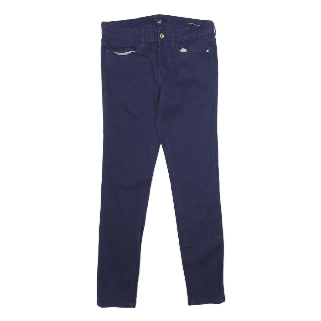 TOMMY HILFIGER Womens Slim Navy Blue Jeans Cotton Blend Zip W30 L30 Skinny