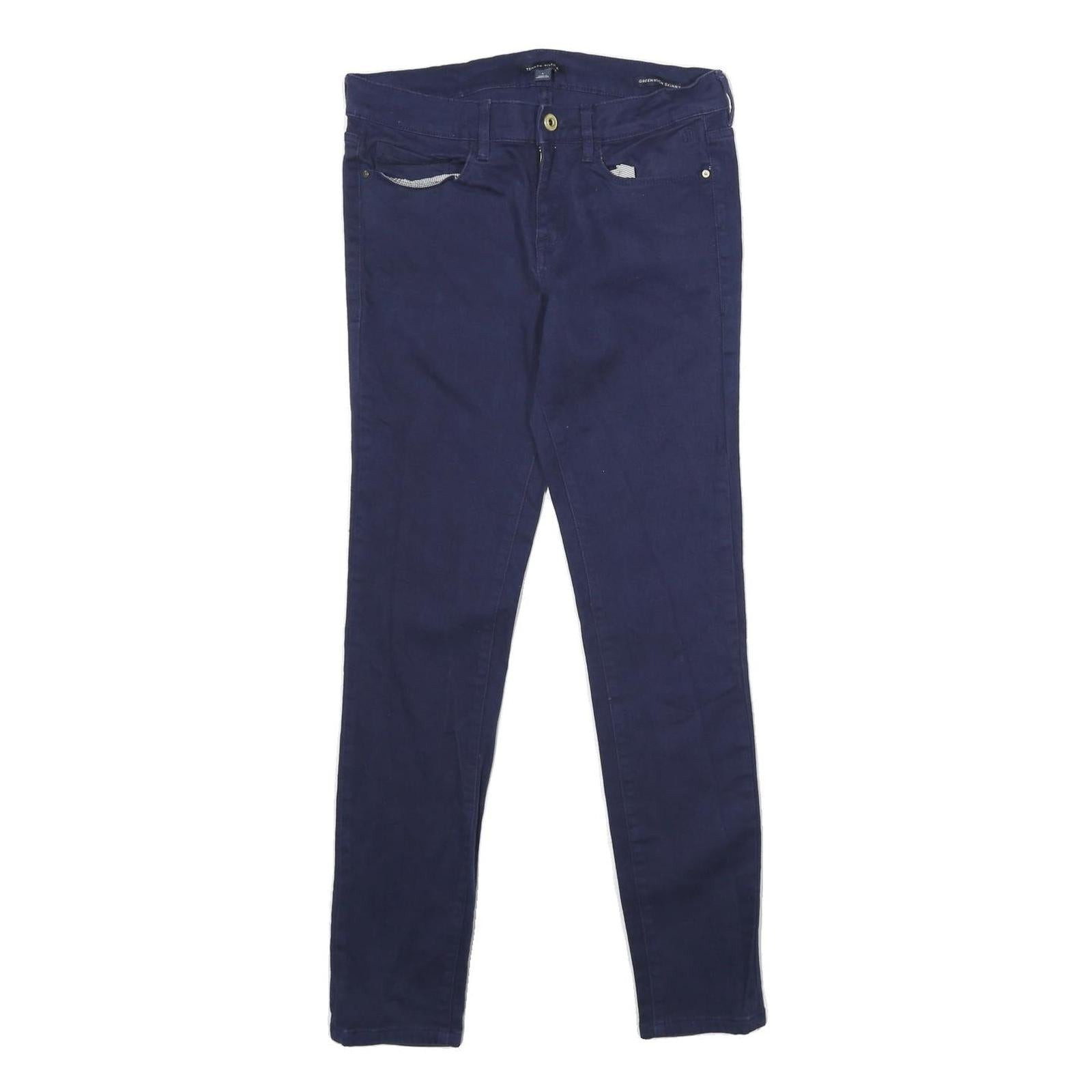TOMMY HILFIGER Womens Slim Navy Blue Jeans Cotton Blend Zip W30 L30 Skinny