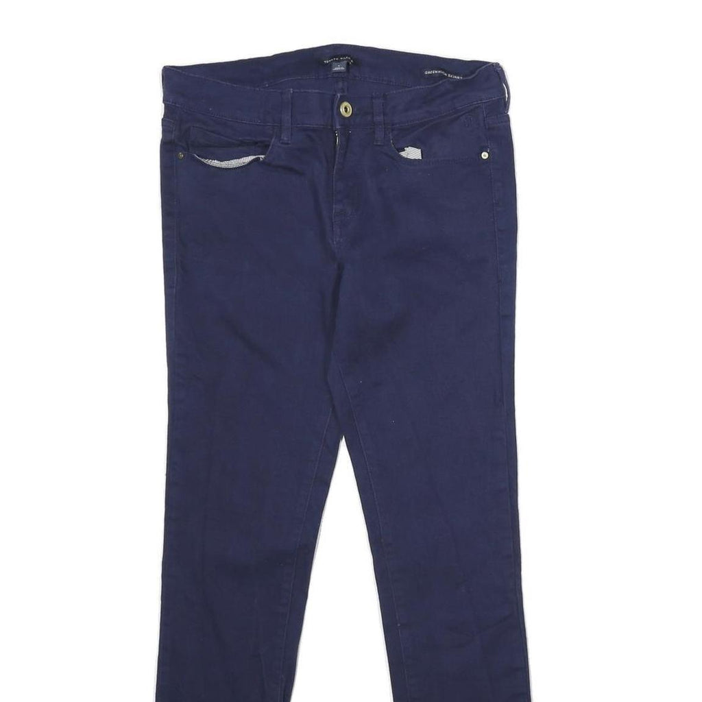 TOMMY HILFIGER Womens Slim Navy Blue Jeans Cotton Blend Zip W30 L30 Skinny