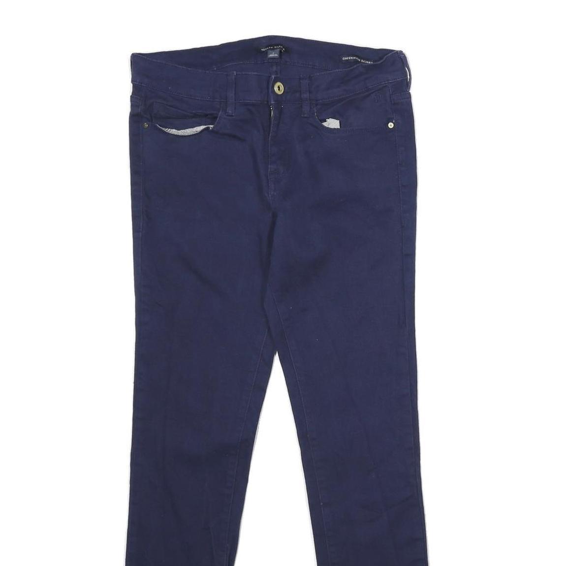 TOMMY HILFIGER Womens Slim Navy Blue Jeans Cotton Blend Zip W30 L30 Skinny