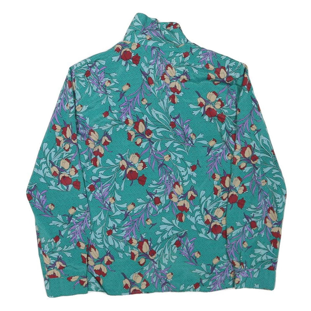 NOTATIONS Womens Green Floral Printed Long Sleeve Collared Shirt M Polyester