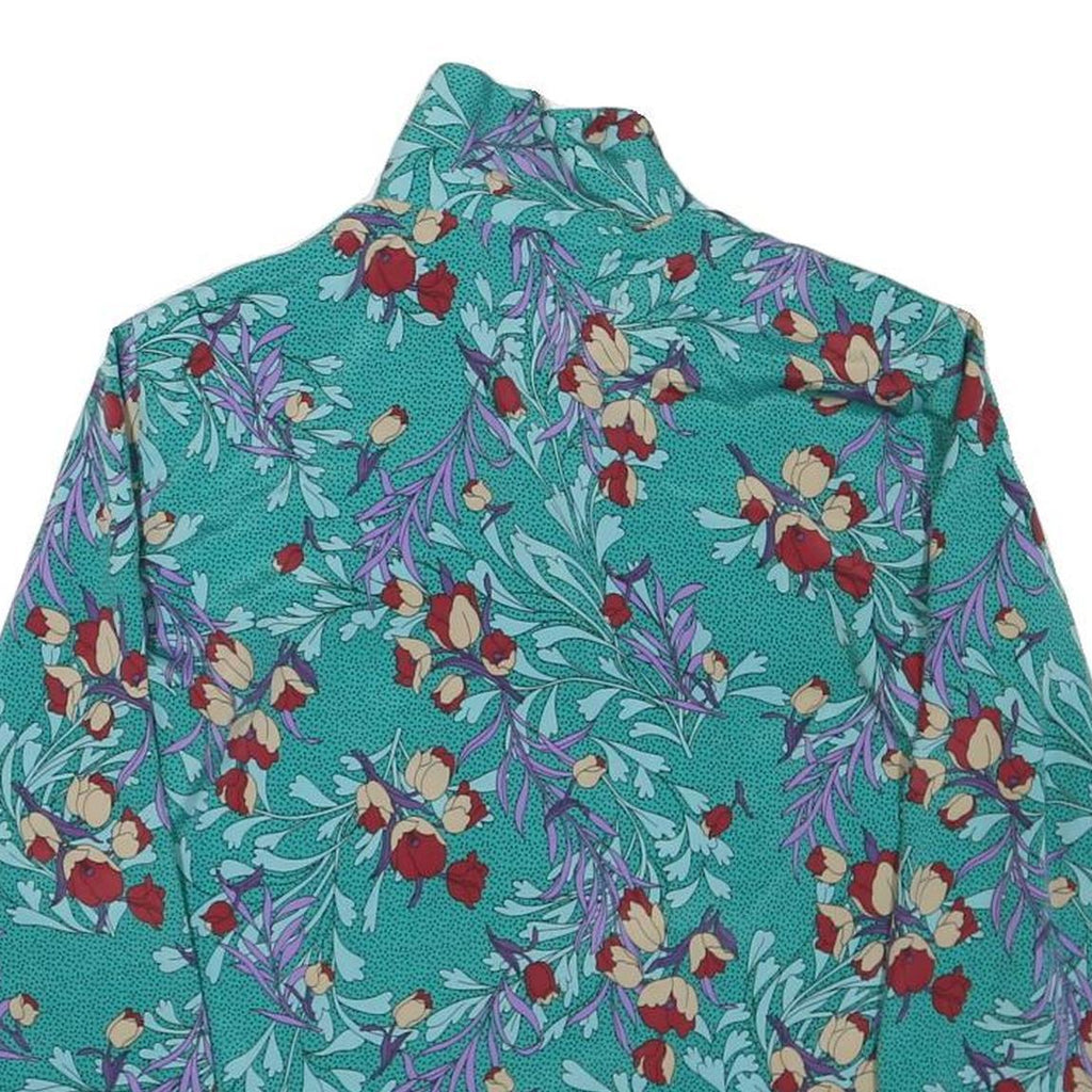 NOTATIONS Womens Green Floral Printed Long Sleeve Collared Shirt M Polyester