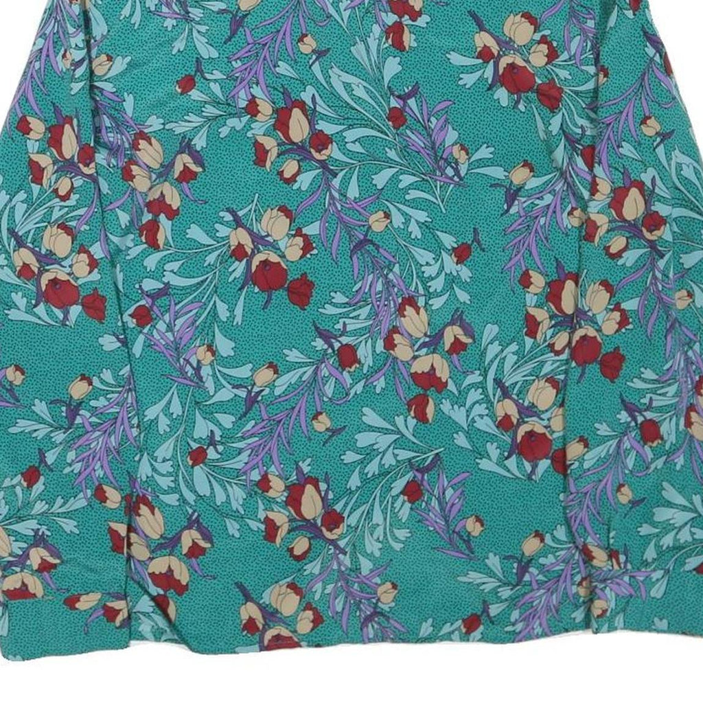 NOTATIONS Womens Green Floral Printed Long Sleeve Collared Shirt M Polyester