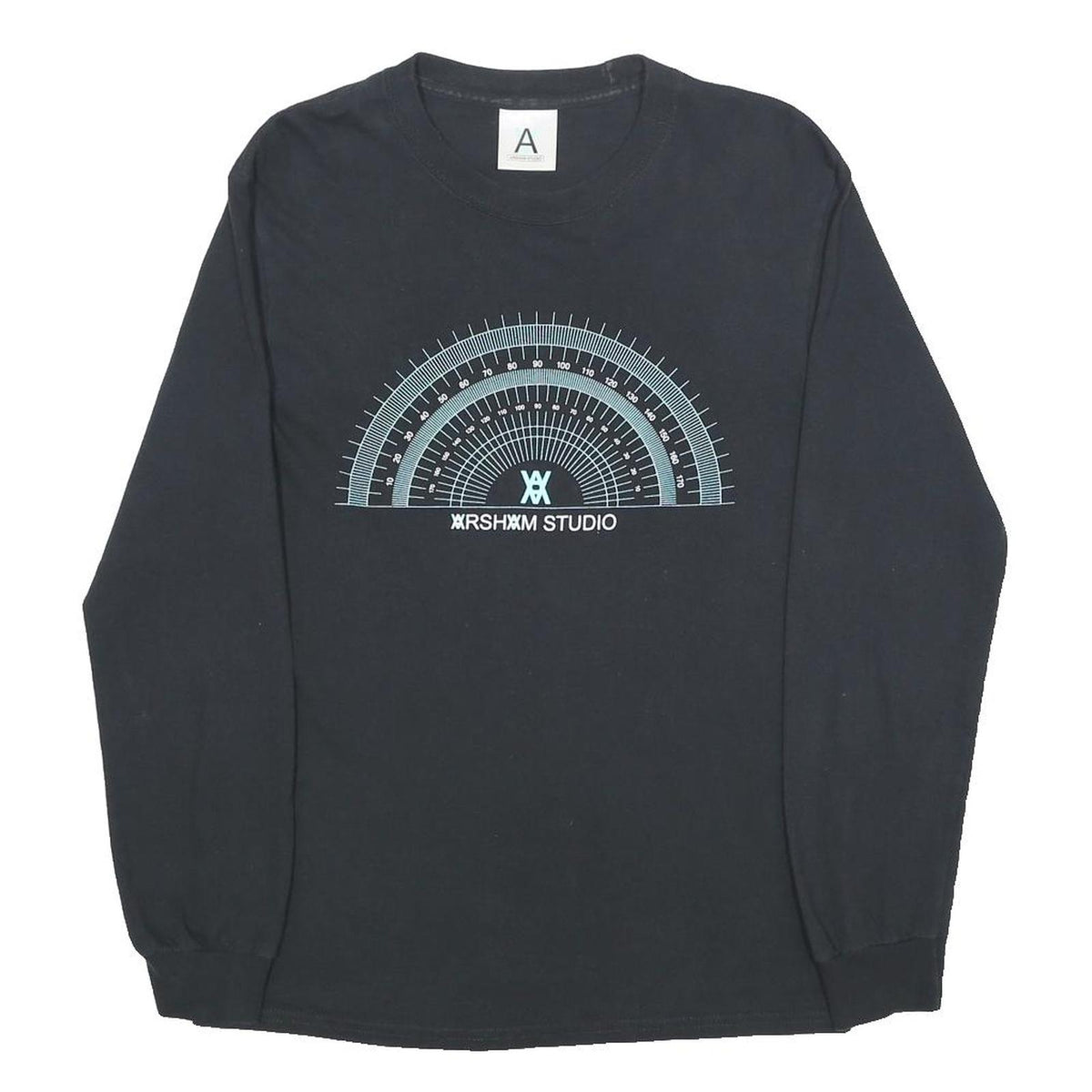 ARSHAM STUDIO "The House" Mens Black Graphic T-Shirt S Long Sleeve Crew Neck