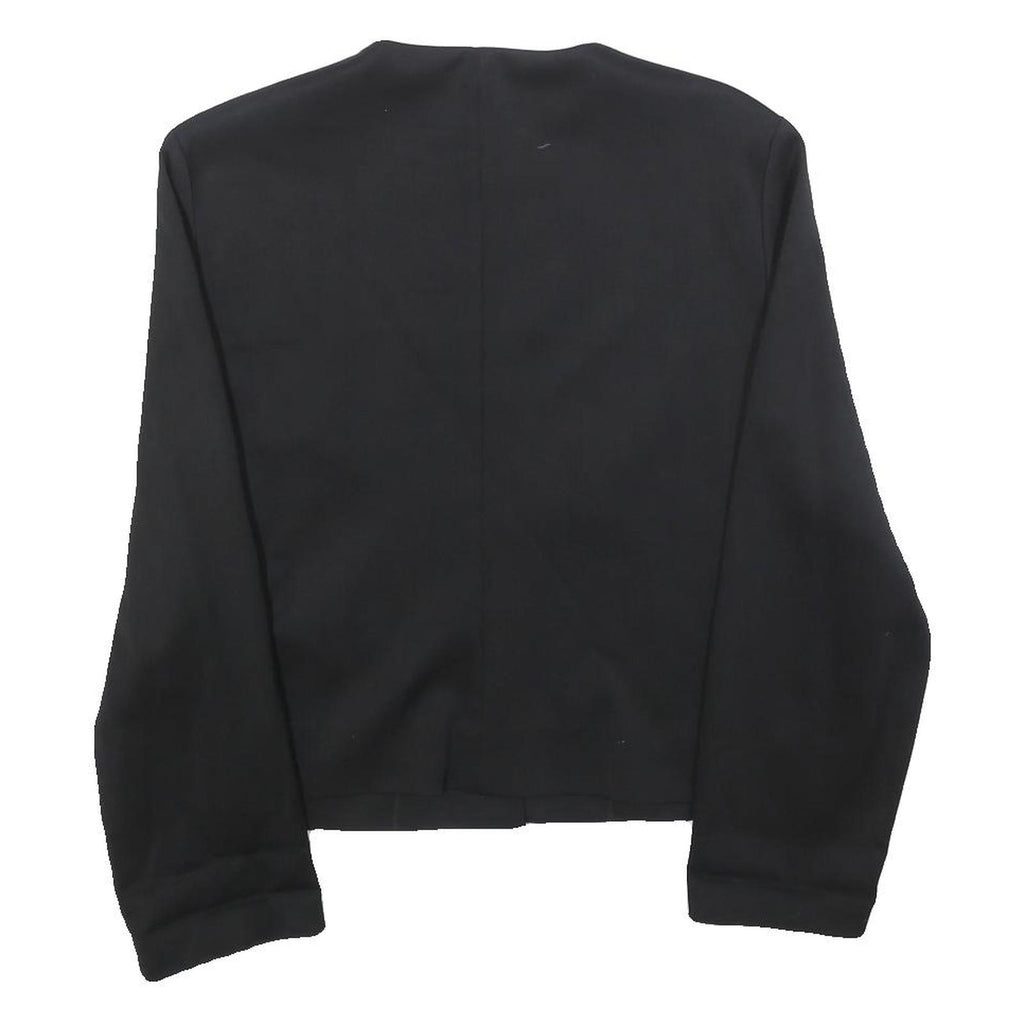 EXTRAVERT Womens Black Button Wool Blend Jacket M Plain Classic Fit Button