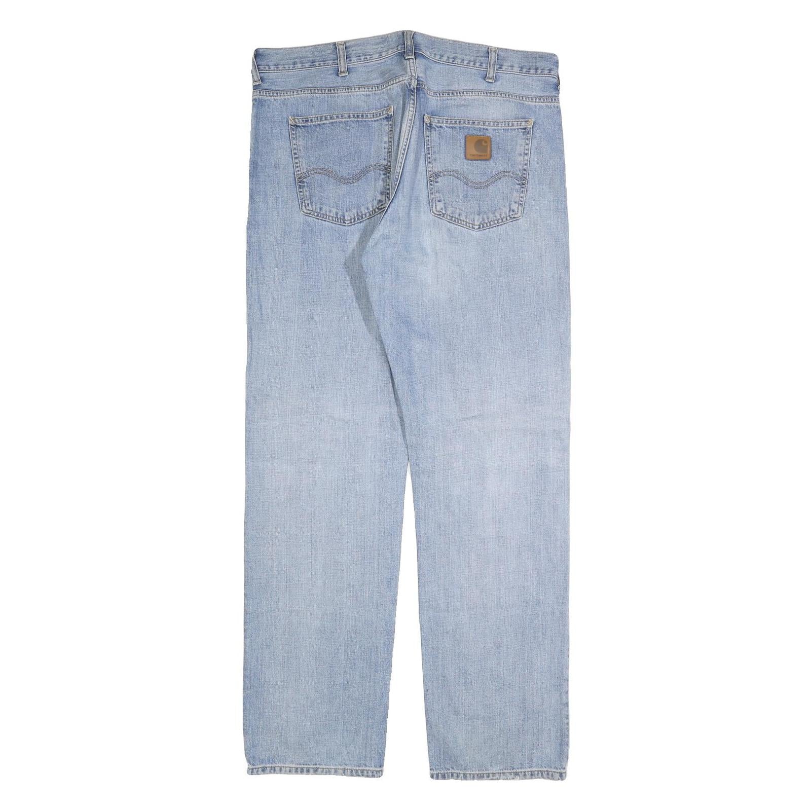 CARHARTT Mens Jeans Light Blue Regular Straight Denim W36 L34 Classic Cotton