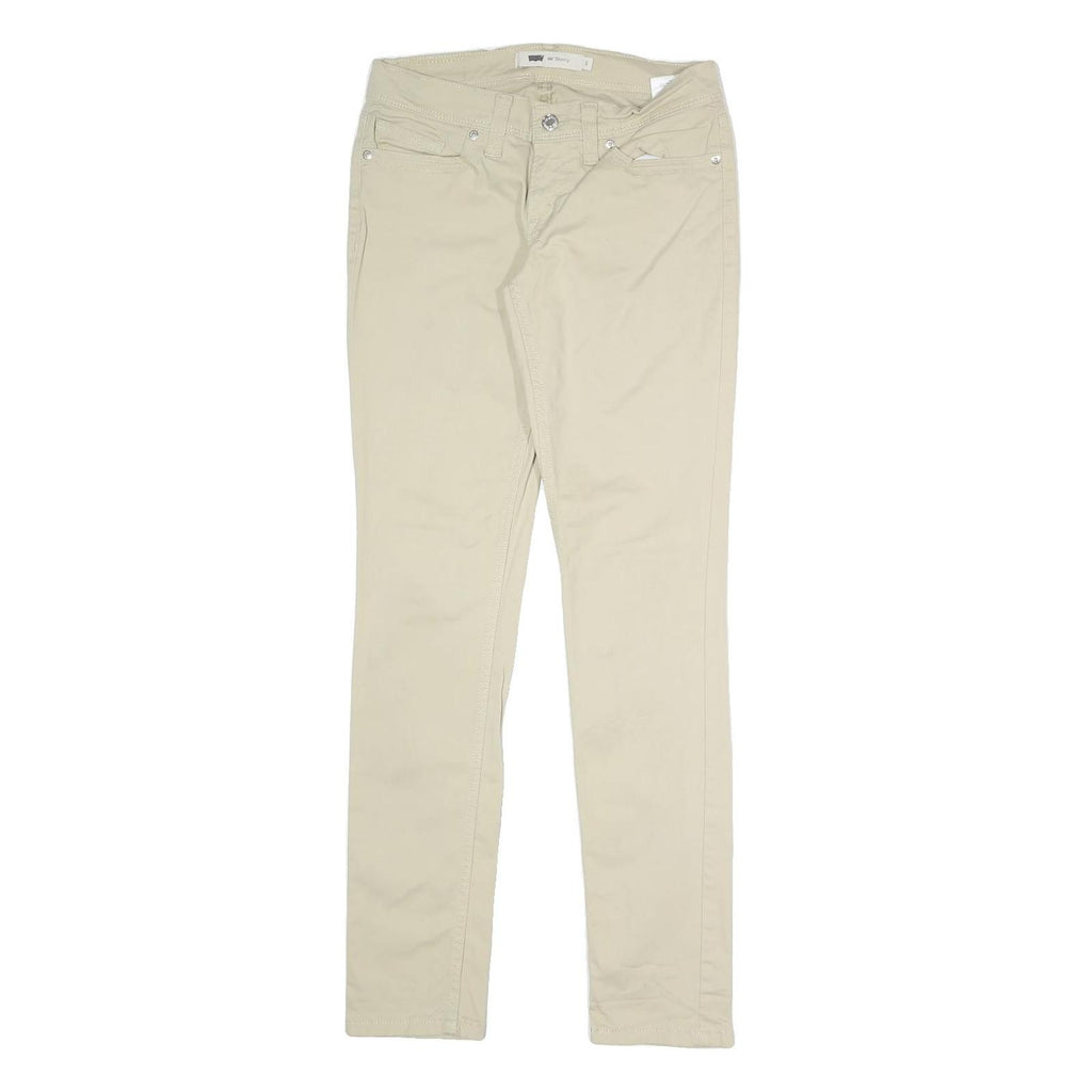LEVI'S Womens Cotton Blend Beige Slim Skinny Trousers W28 L31 Stylish Zip