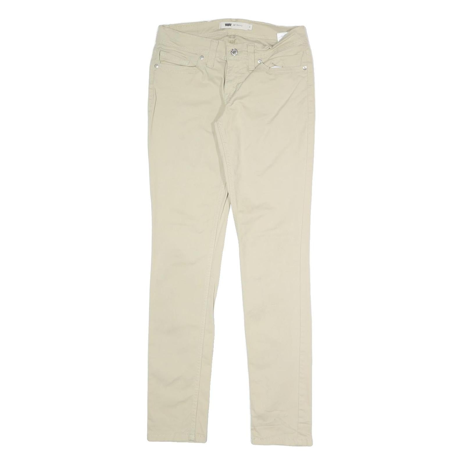 LEVI'S Womens Cotton Blend Beige Slim Skinny Trousers W28 L31 Stylish Zip