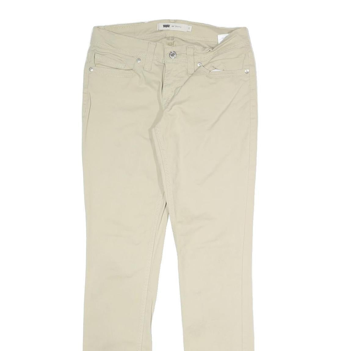 LEVI'S Womens Cotton Blend Beige Slim Skinny Trousers W28 L31 Stylish Zip
