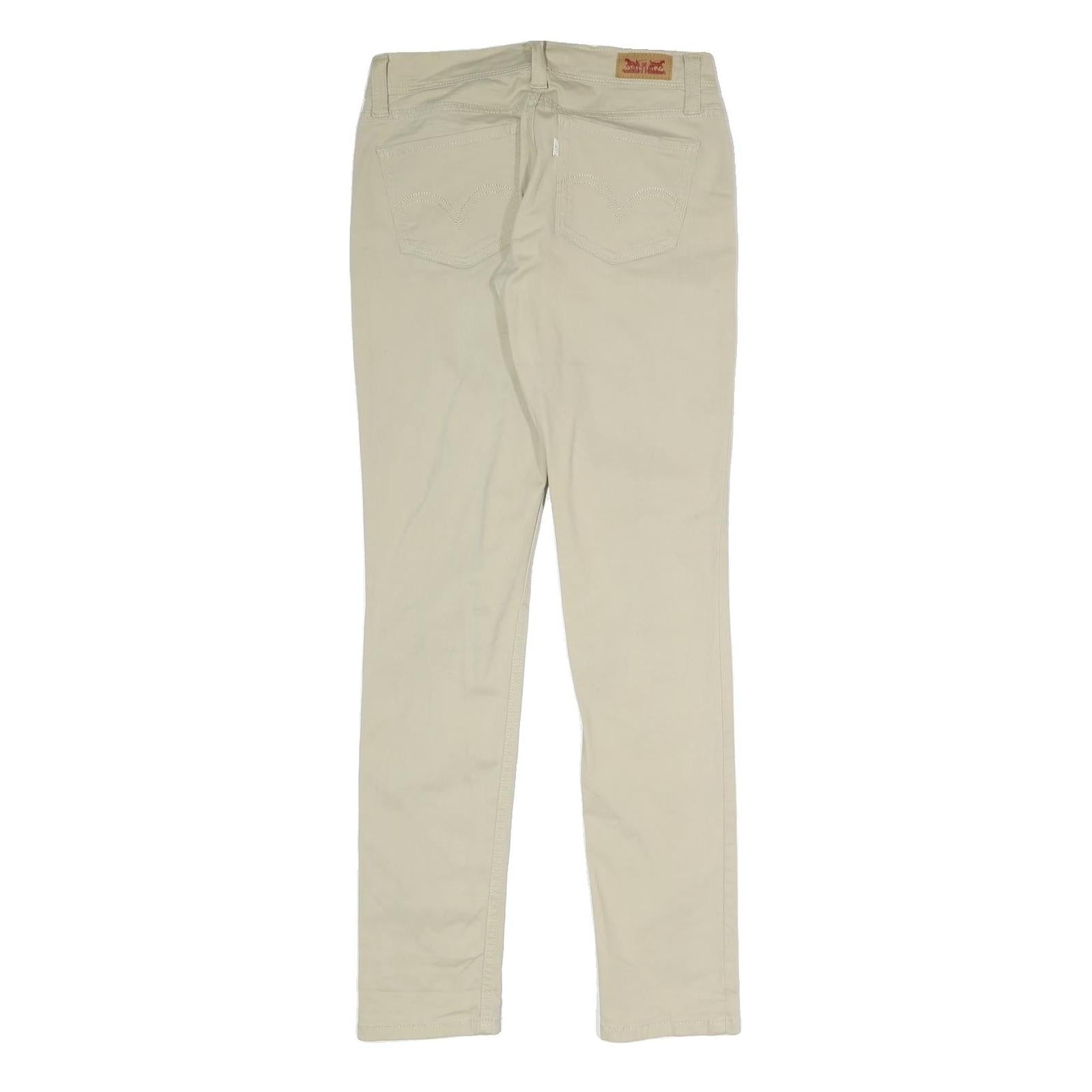 LEVI'S Womens Cotton Blend Beige Slim Skinny Trousers W28 L31 Stylish Zip