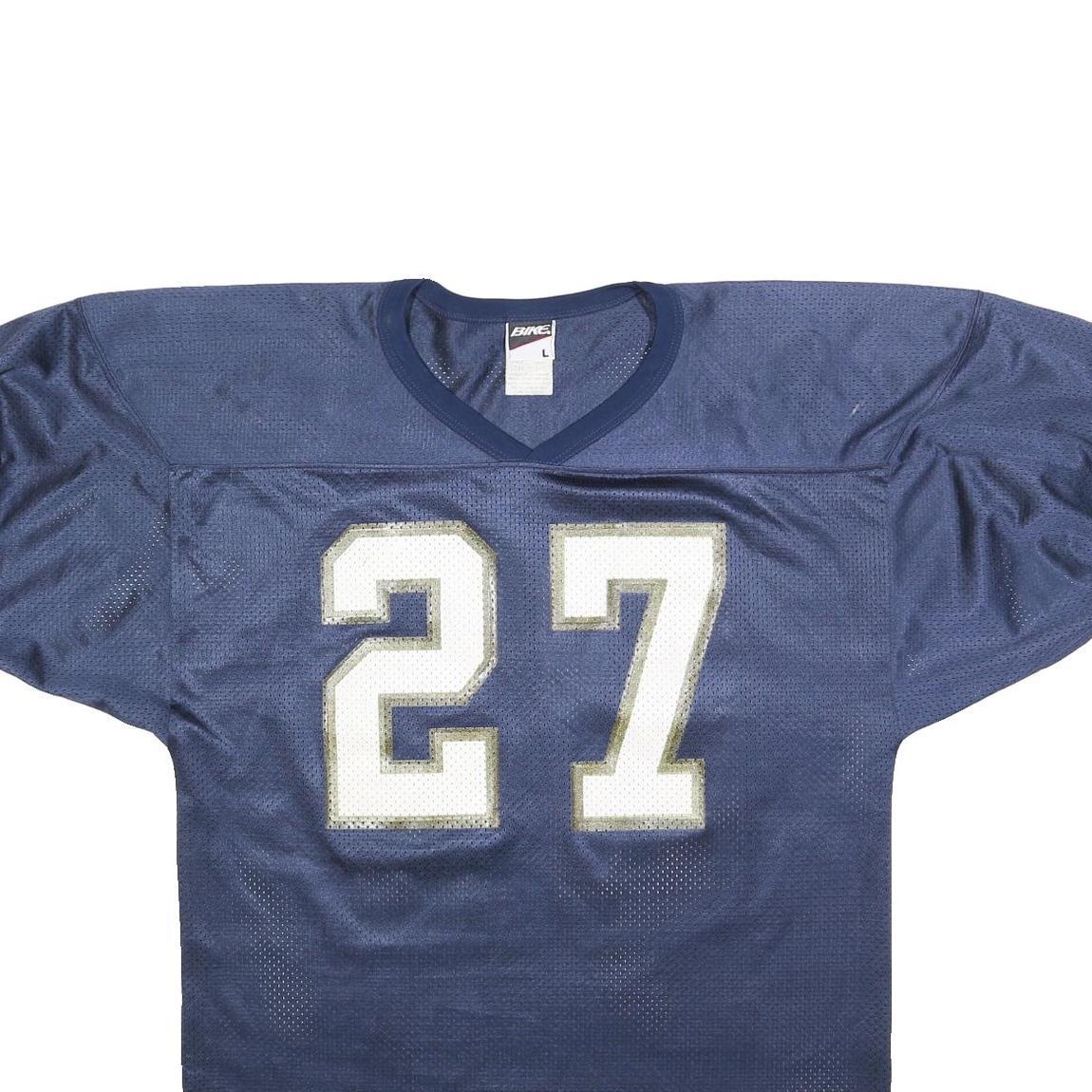 BIKE Mens Blue V-Neck Jersey L Short Sleeve Sports Number 27 Graphic Print