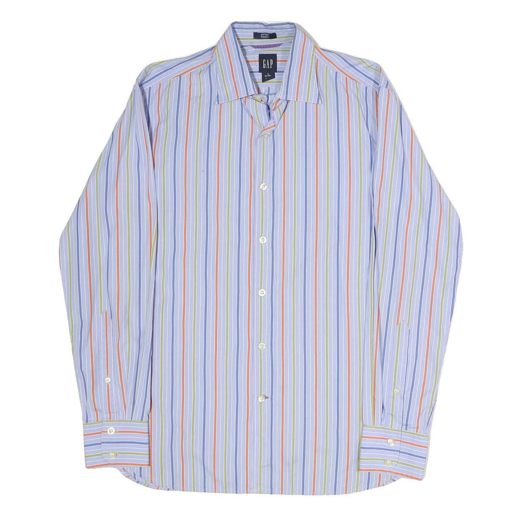 GAP Mens Blue Green & Orange Stripe Shirt S Cotton Blend Casual Smart