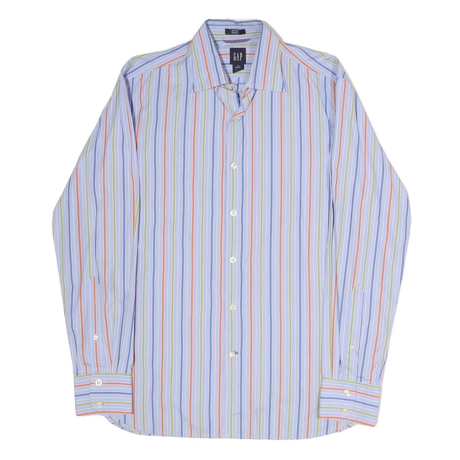 GAP Mens Blue Green & Orange Stripe Shirt S Cotton Blend Casual Smart