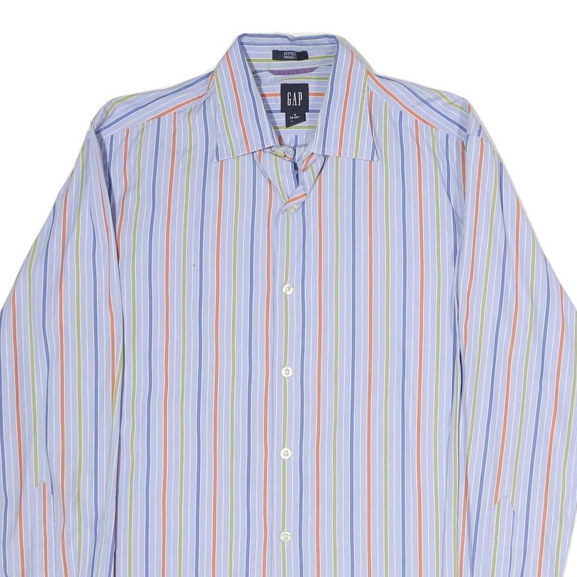 GAP Mens Blue Green & Orange Stripe Shirt S Cotton Blend Casual Smart