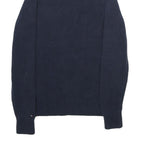 TOMMY HILFIGER Womens Navy Patterned Jumper Roll Neck Cable Knit M Cotton Blend
