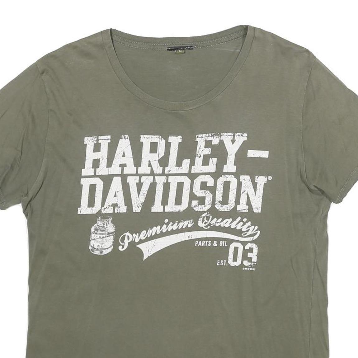HARLEY DAVIDSON Mens Green Graphic T-Shirt M Short Sleeve Crew Neck Vintage