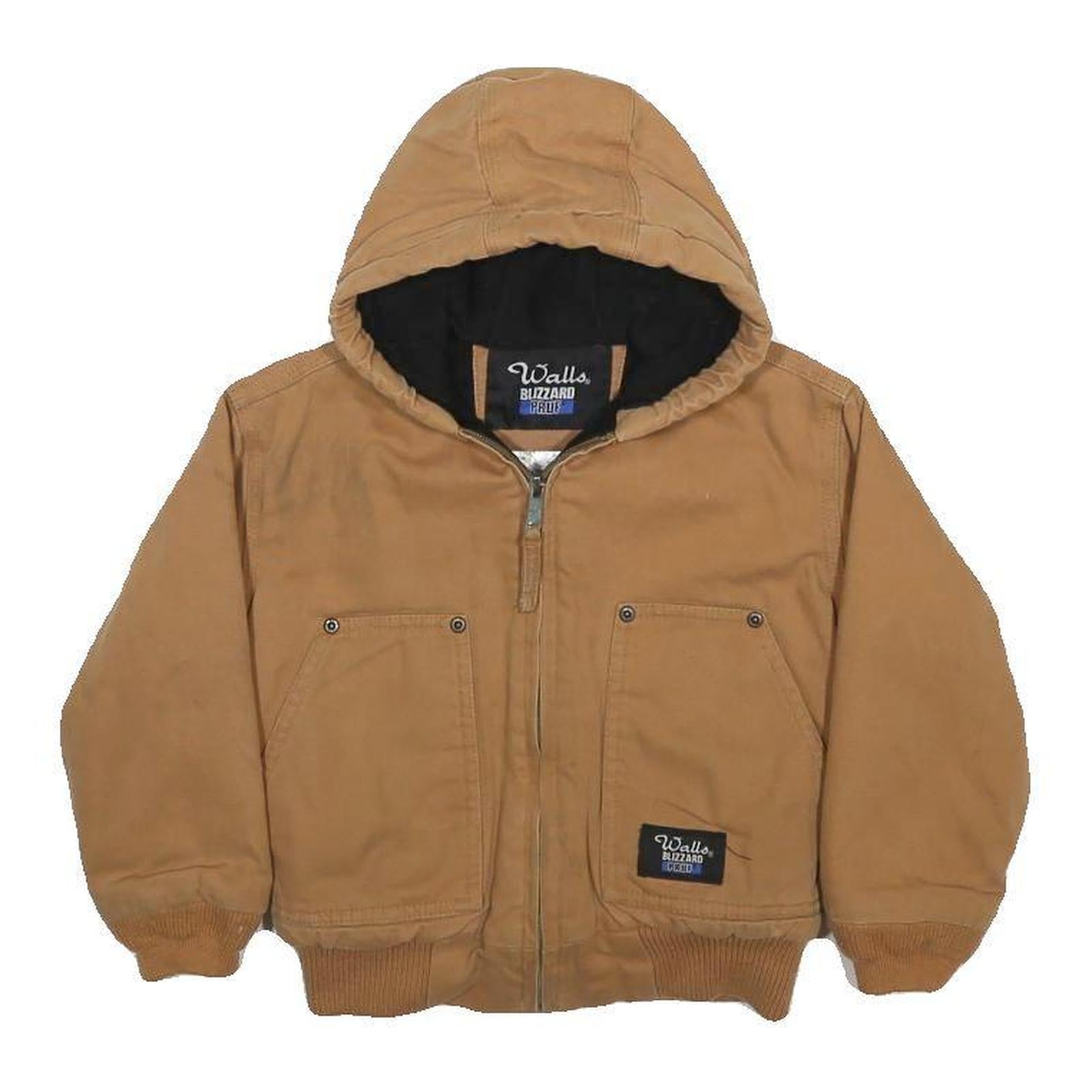 WALLS Boys Brown Hooded Cotton Zip Jacket 4-5Y Blizzard Pro Warm Casual