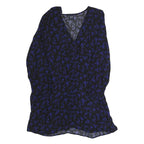 GAP Womens Black & Blue Floral Day Dress Polyester Blend V-Neck Long Sleeve M