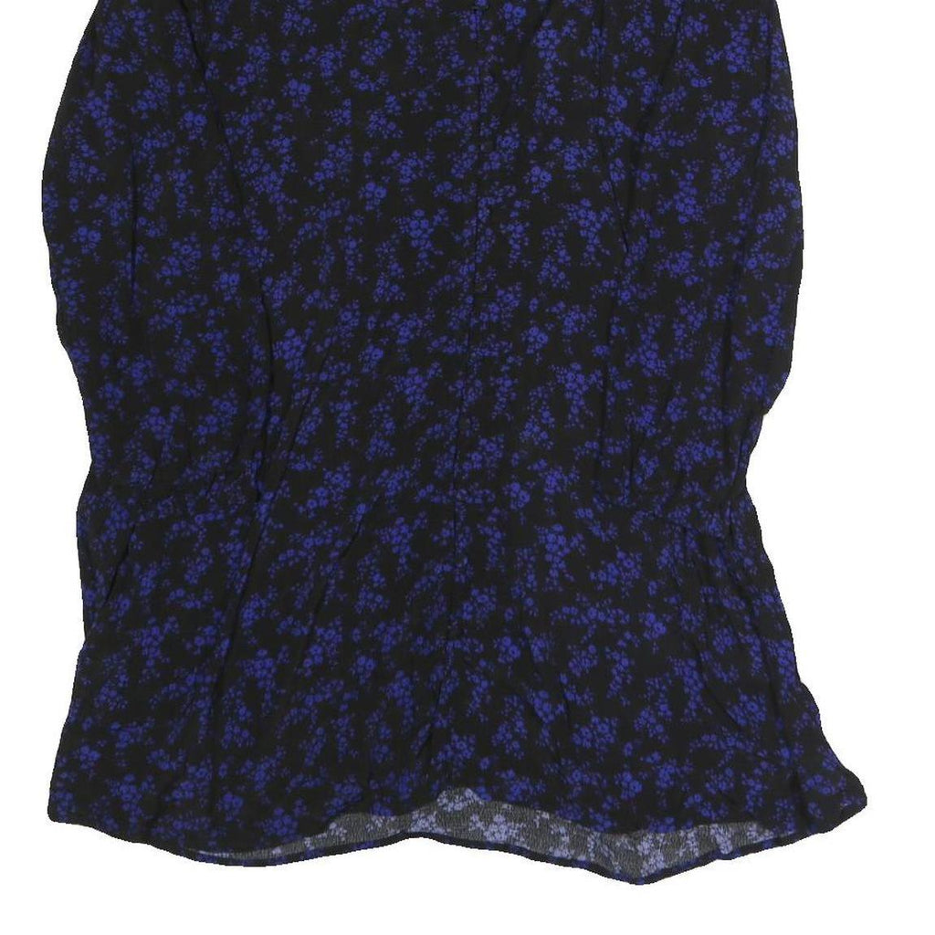 GAP Womens Black & Blue Floral Day Dress Polyester Blend V-Neck Long Sleeve M