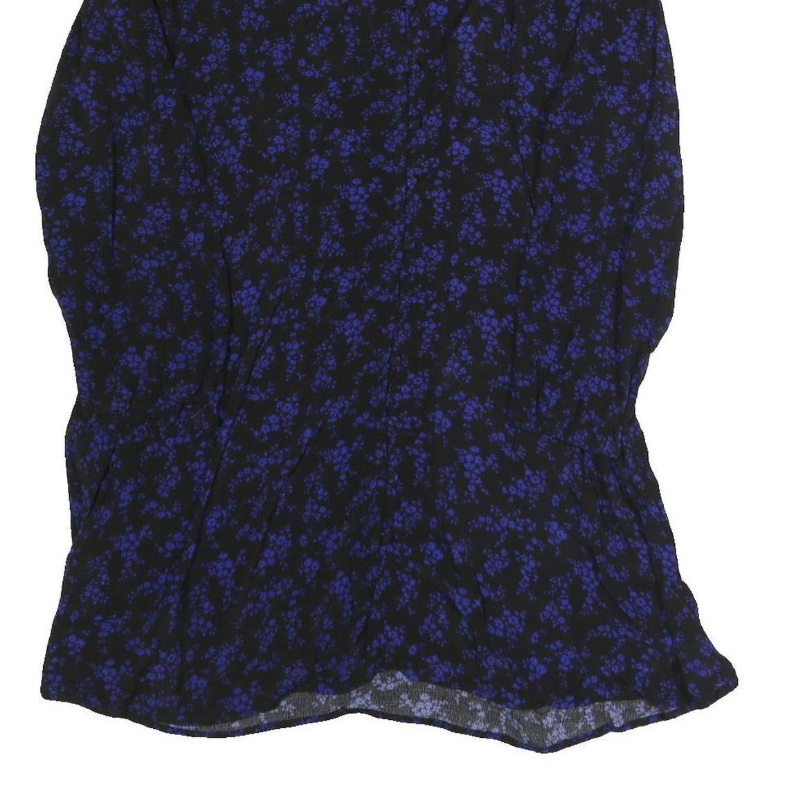 GAP Womens Black & Blue Floral Day Dress Polyester Blend V-Neck Long Sleeve M