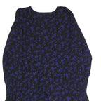 GAP Womens Black & Blue Floral Day Dress Polyester Blend V-Neck Long Sleeve M
