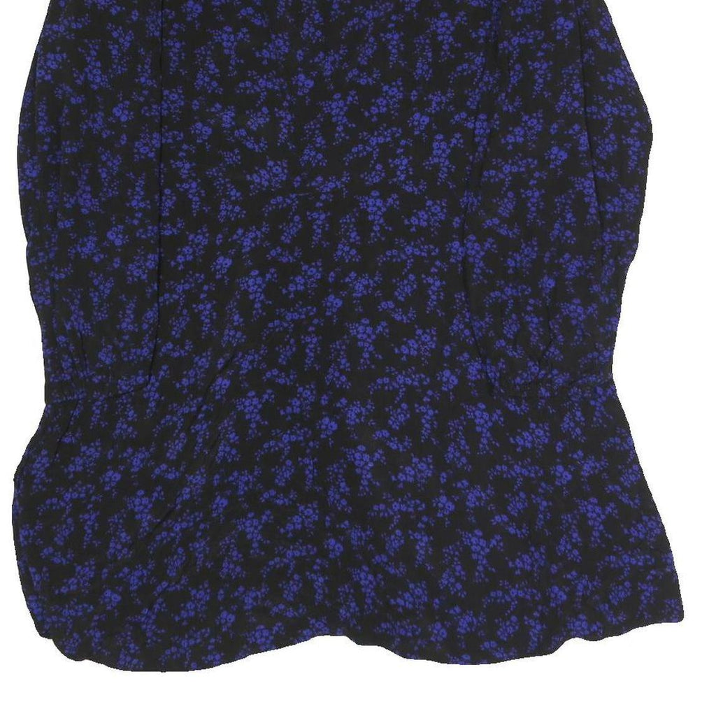 GAP Womens Black & Blue Floral Day Dress Polyester Blend V-Neck Long Sleeve M