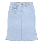 TIMES BASIC Womens Blue Denim Pencil Knee Length Cotton Blend Skirt M Casual