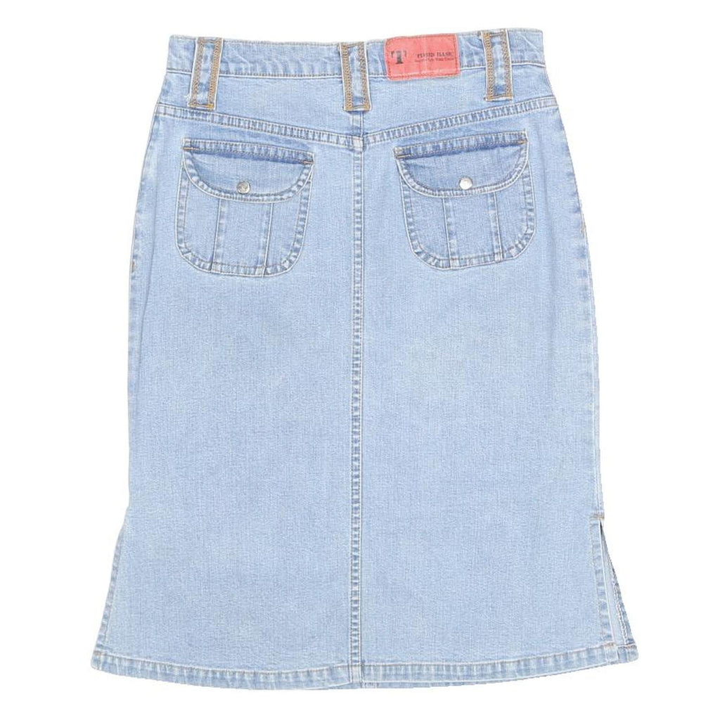 TIMES BASIC Womens Blue Denim Pencil Knee Length Cotton Blend Skirt M Casual