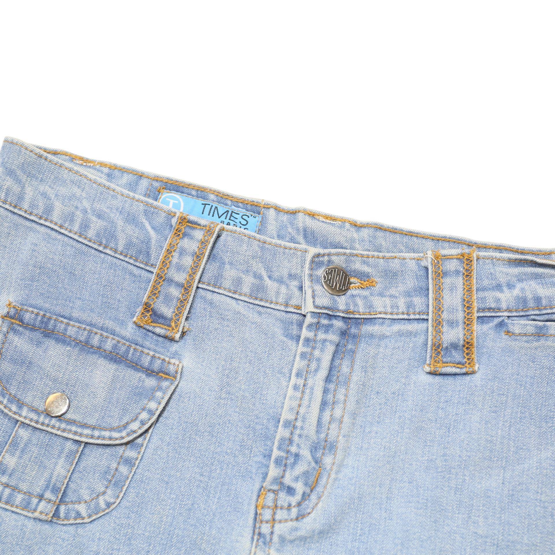 TIMES BASIC Womens Blue Denim Pencil Knee Length Cotton Blend Skirt M Casual