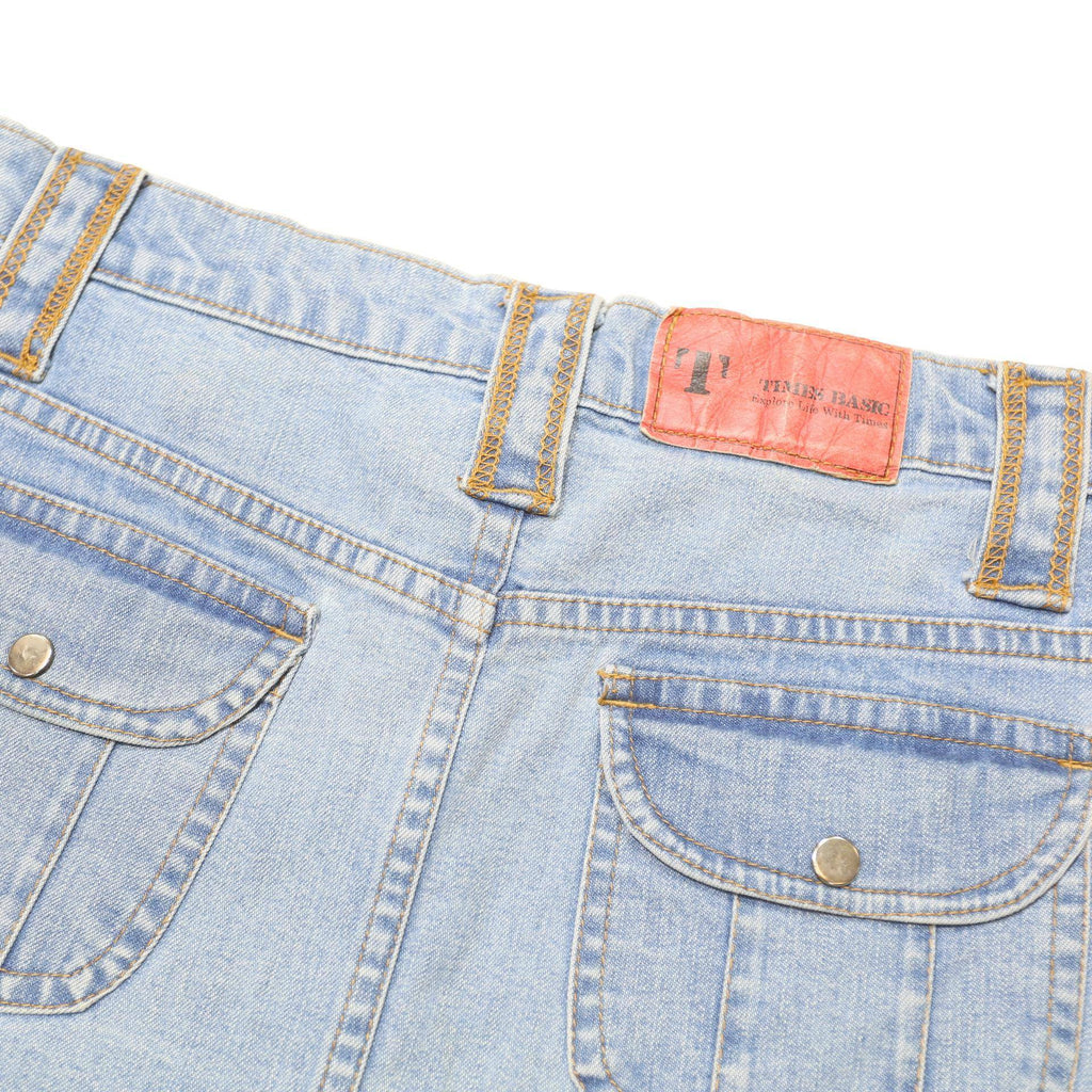 TIMES BASIC Womens Blue Denim Pencil Knee Length Cotton Blend Skirt M Casual