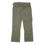 H&M Womens Cotton Blend Green Regular Straight Trousers W32 L28 Utility Style