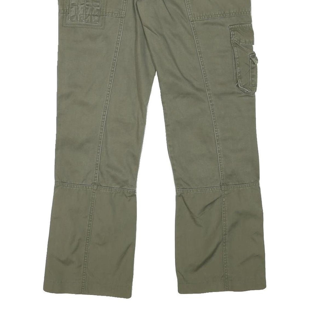 H&M Womens Cotton Blend Green Regular Straight Trousers W32 L28 Utility Style