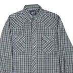 WRANGLER Mens Blue & Green Check Shirt L Western Style Casual Button Up