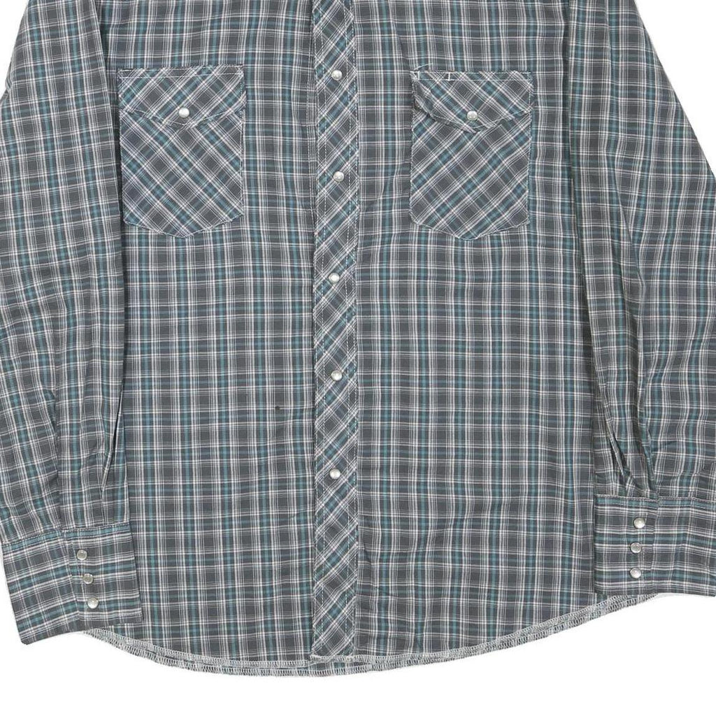 WRANGLER Mens Blue & Green Check Shirt L Western Style Casual Button Up