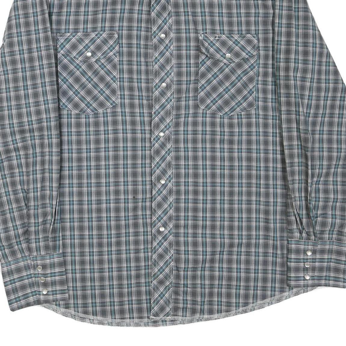 WRANGLER Mens Blue & Green Check Shirt L Western Style Casual Button Up